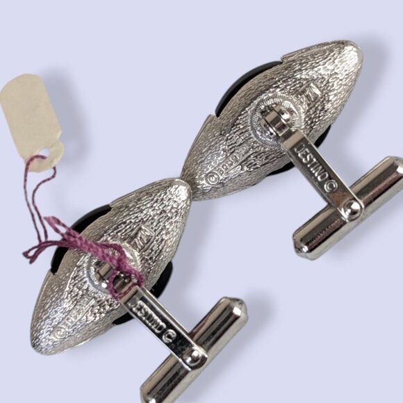 Vintage Destino Boucher Silver & Black Cufflinks - Picture 5 of 6